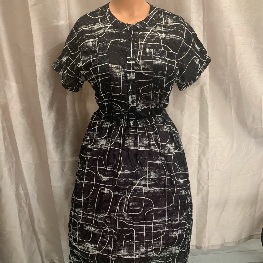Retro Abstract Print Day Dress